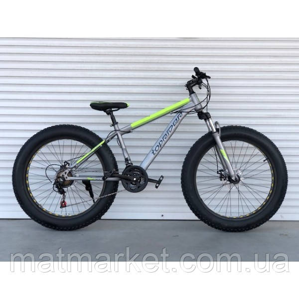 Велосипед 26 ДЮЙМІВ ФЕТБАЙК 650 TopRider Top-650 26" FATBIKE Shimano жовтий. Top Rider, фото 1