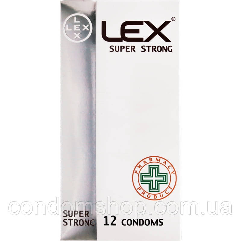 Презервативи Lex Лекс super strong суперміцні наднадійні потовщені, підходять для анального сексу 12 шт.