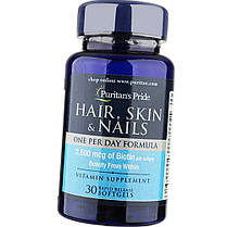 Вітаміни для волосся, нігтів і шкіри Puritan's Pride Hair, Skin Nails One Per Day Formula 30 гел капс, фото 2