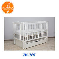 Дитяче ліжечко Веселка маятник + ящик + відкидний бік Біла