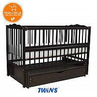 Дитяче ліжечко Веселка маятник + ящик + відкидний бік Венге