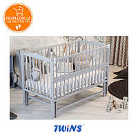 Дитяче ліжечко Веселка маятник + ящик + відкидний бік Сіра