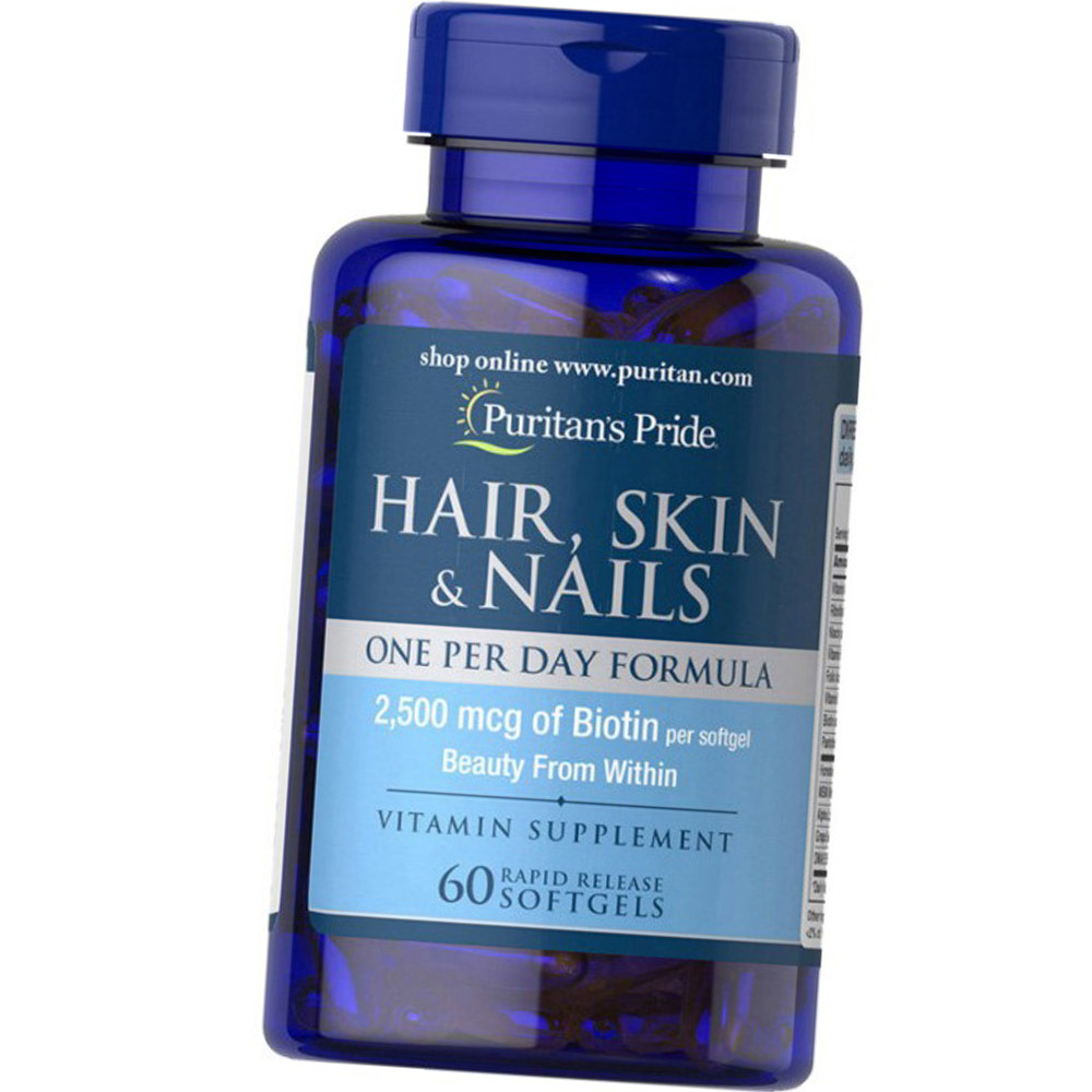 Комплекс вітамінів для волосся, нігтів, шкіри Puritan's Pride Hair, Skin Nails One Per Day Formula 60 гел капсул