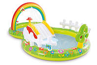 Надувной игровой центр с горкой, фонтаном, надувными игрушками Intex 57154 Мой сад
