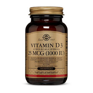 Вітамін Д3 Solgar Vitamin D3 1000 IU 100 softgels