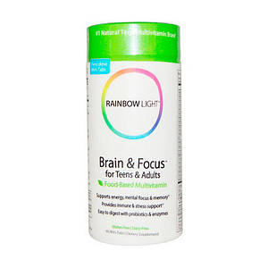 Вітаміни для мозку підлітків Rainbow Light Brain & Focus for Teens & Adults 90 mini-tabs