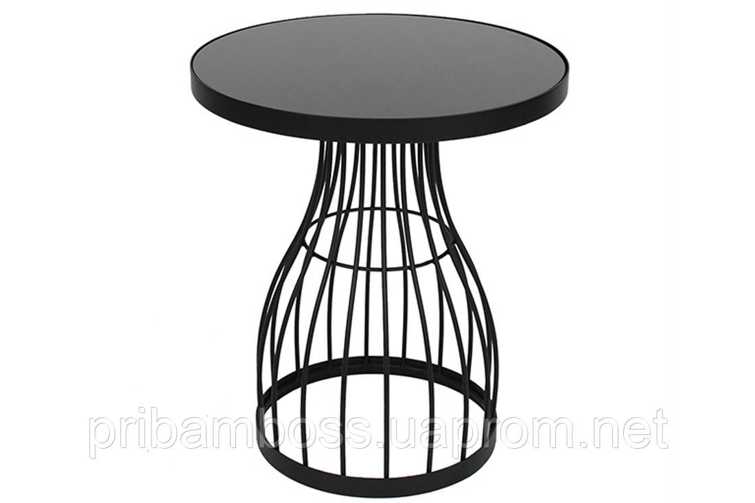 Столик металевий Тесо зі стільницею із загартованого скла, 55 см, колір чорний