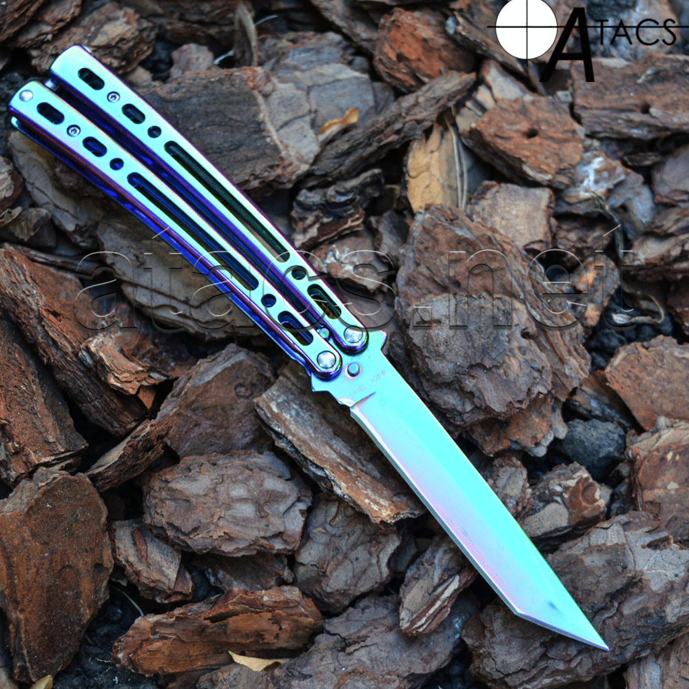 Ніж балісонг хамелеон метелик клинок форми танто