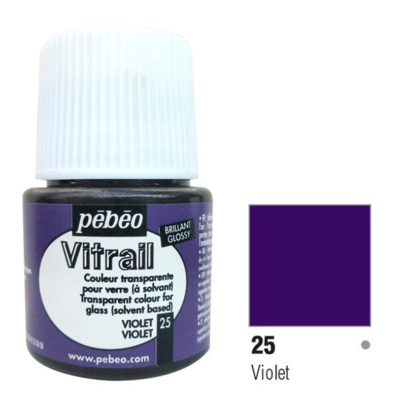 Фарба вітражна Пебео Pebeo Vitrail (Франція) 45 мл, прозора, фіолет 25