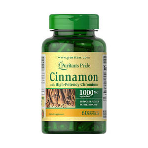 Кориця Puritan's Pride Cinnamon with High-Potency Chromium 60 caps