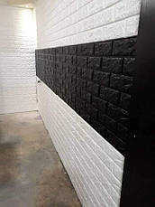 Декоративна 3D панель самоклейка під цеглу Чорний 700х770х7мм (019-7) SW-00000063, фото 2