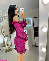 Костюм Джулія жіночий гарний з прошви топ з відкритими плечима та об'ємними рукавами і спідниця з оборкою Кf1272, фото 2