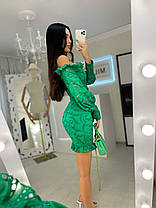 Костюм Джулія жіночий гарний з прошви топ з відкритими плечима та об'ємними рукавами і спідниця з оборкою Кf1272, фото 5