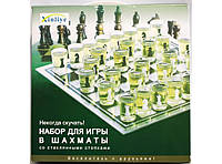 Набір для гри в шахи зі скляними стопками I3-93, шахи - малі чарки, шахи зі стопками