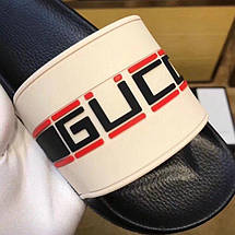 Жіночі чорні гумові шльопанці Gucci Гуччі сланці капці для пляжу шльопанці для басейну, фото 6