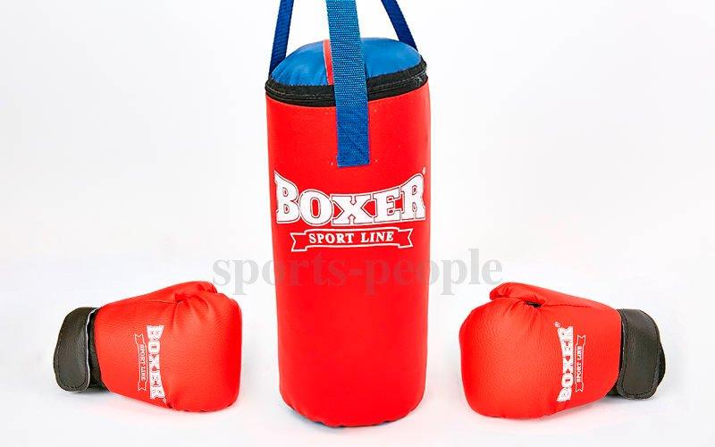 Боксерський набір Boxer: груша 38*16см +рукавички, 4унций