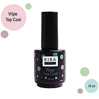 Универсальное верхнее финишное покрытие для гель-лака топ с липким слоем Kira Nails Wipe Top Coat, 15 мл