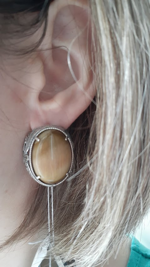 Срібні сережки з тигровим оком, фото 1