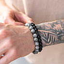 Браслет чоловічий з натурального каменю NEPTUNE RR чорний комплект TB, фото 6