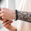 Браслет чоловічий з натурального каменю NEPTUNE RR чорний комплект TB, фото 2