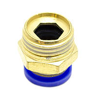 Фитинг латунный для пневмошланга (папа) 10 мм, резьба 1/4 дюйма