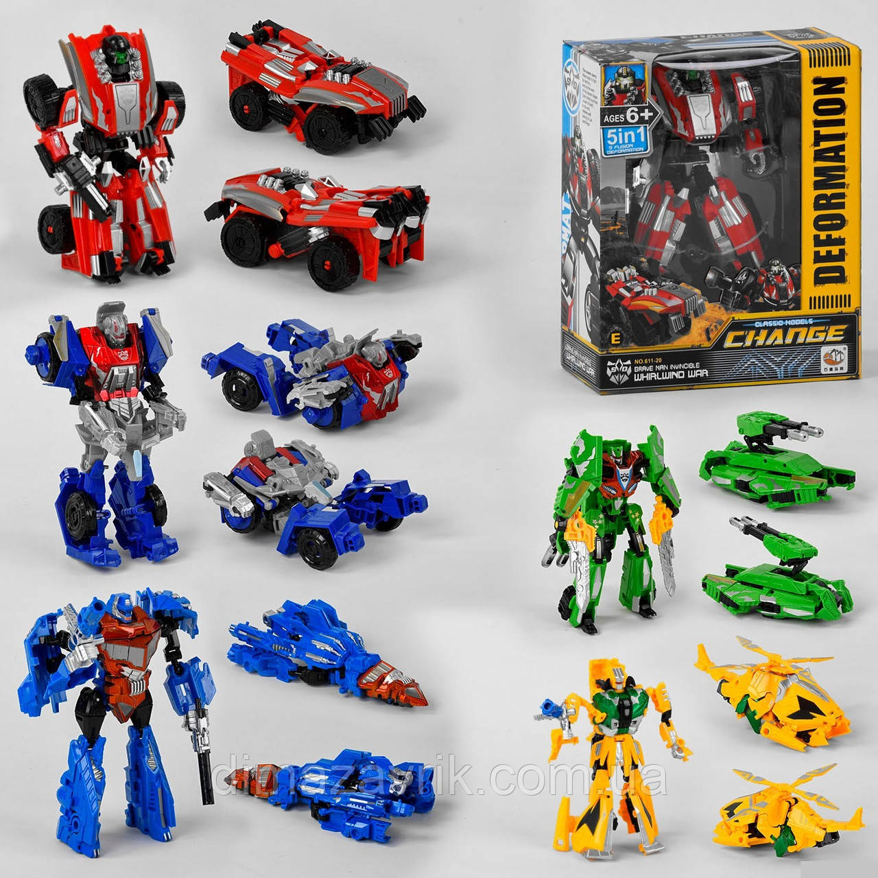 Робот трансформер 611-20 Транспорт 5 різновидів, фото 1