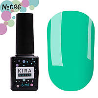 Гель-лак Kira Nails No086 (зеленувато-бірюзовий, емаль), 6 мл