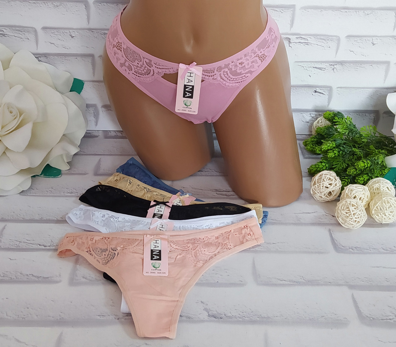 Трусики бікіні жіночі L/XL (46-48 р.) бавовна з ажуром SK-29065