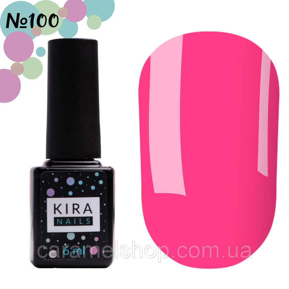 Гель-лак Kira Nails No100 (приглушена рожева фуксія, емаль), 6 мл