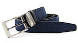 Двосторонній чоловічий шкіряний ремінь Чорний Синій, фото 2