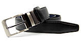 Двосторонній чоловічий шкіряний ремінь Чорний Синій, фото 4