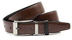 Чоловічий шкіряний двосторонній ремінь Чорний Коричневий