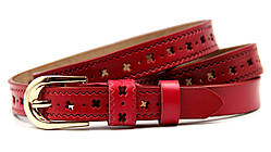 Пояс жіночий шкіряний червоний вузький