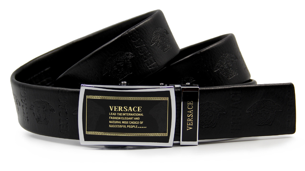 Шкіряний пояс VERSACE шкіряний брендовий чорний