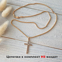 Жіночий хрестик із камінням. Позолота 18 К Xuping. Хрестик Xuping, медичне золото, фото 6