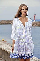 Пляжная женская туника с вышивкой Fresh Cotton 1365 F-1c 46(L) Голубой