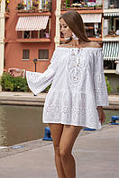 Платье открытыми плечами Fresh Cotton 1371 F-1c 44(M) Белый