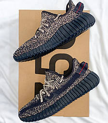 Чоловічі кросівки Adidas Yeezy Boost 350 Black Reflectiv весна-осінь-літо демісезонні. Фото в живу. топ