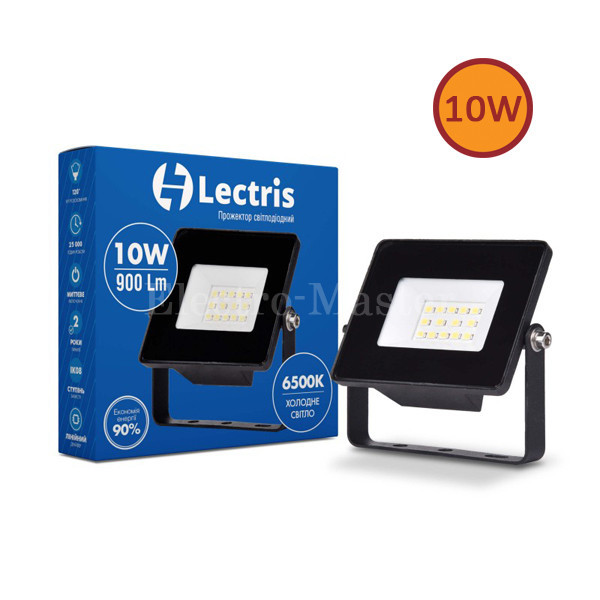 Прожектор LED Lectris світлодіодний 10W 900Лм 6500K 185-265V IP65