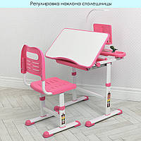 Парта ученическая детская + Лампа +подставка Bambi M 4428-8 Розовый | Комплект растущая парта и стул