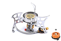 Газовий пальник туристичний турбо полум'я з адаптером YZ-10