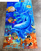 Полотенце махровое 100% Cotton "Подводный мир".Beach towel Underwater world