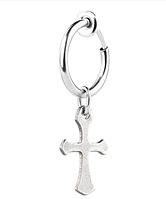 Сережки-кліпса з затискачем обманка сталева з хрестиком в одне вухо