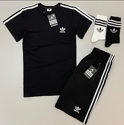Літній комплект Адідас/Кстюм шорти та футболка adidas спортивна бавовна чорний