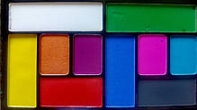 Аквагрим, Фарба для обличчя Boby Art, Набір із 15 кольорів + 2 пензлі для обличчя й тіла, водорозчинна, фото 2
