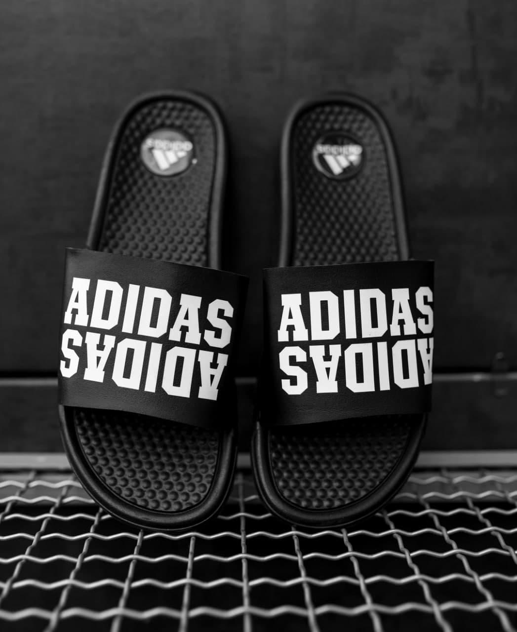 Купить Мужские тапочки Adidas Black Адидас с логотипом тапки летние ...