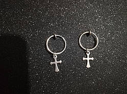 Сережки затискачі з хрестиком, 1 шт.