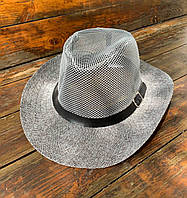 Стильная летняя молодежная мужская шляпа с сетчастой тульей Серый