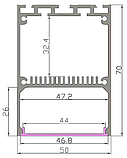 Алюмінієвий світильник з LED профілю 18W 50x70х600мм, фото 3