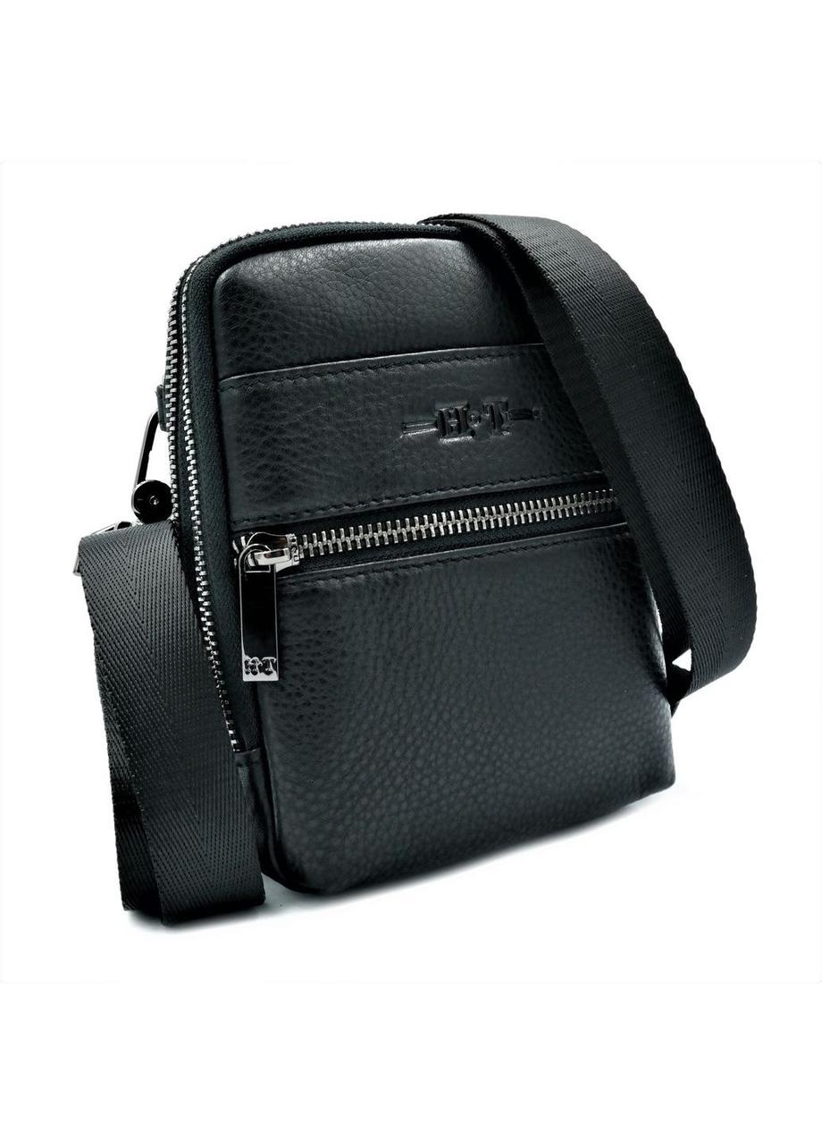Чоловіча шкіряна сумка H.T.Leather Чорного кольору 407-1